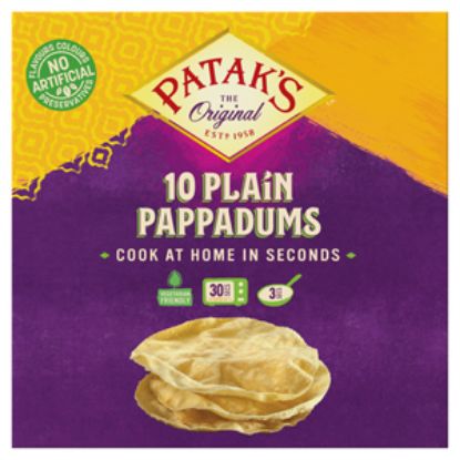 Picture of Pataks Pappadums Plain RTC 100g x12